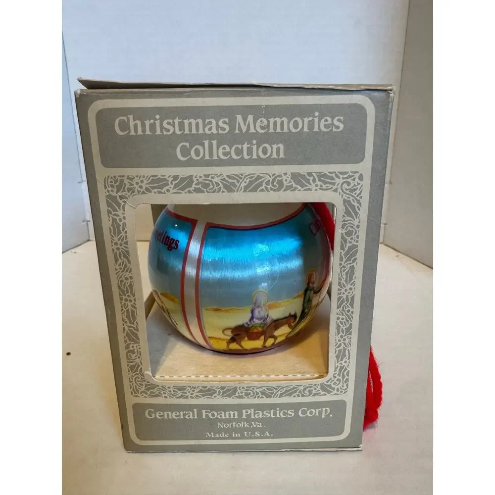 Vintage 1990 Christmas Memories Collection Ornament Christmas Greetings Box